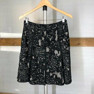 ANNETTE GORTZ Lian Black Textured Wool Blend Pleated A-Line Lined Skirt EU 36